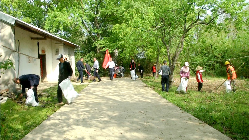 圖為蓮花村兩委志愿者在清理五保戶房前屋后2(1).jpg